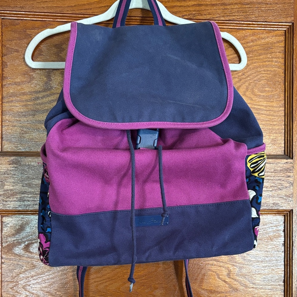 Vibrant Vera Bradley Pink and Navy Blue Backpack